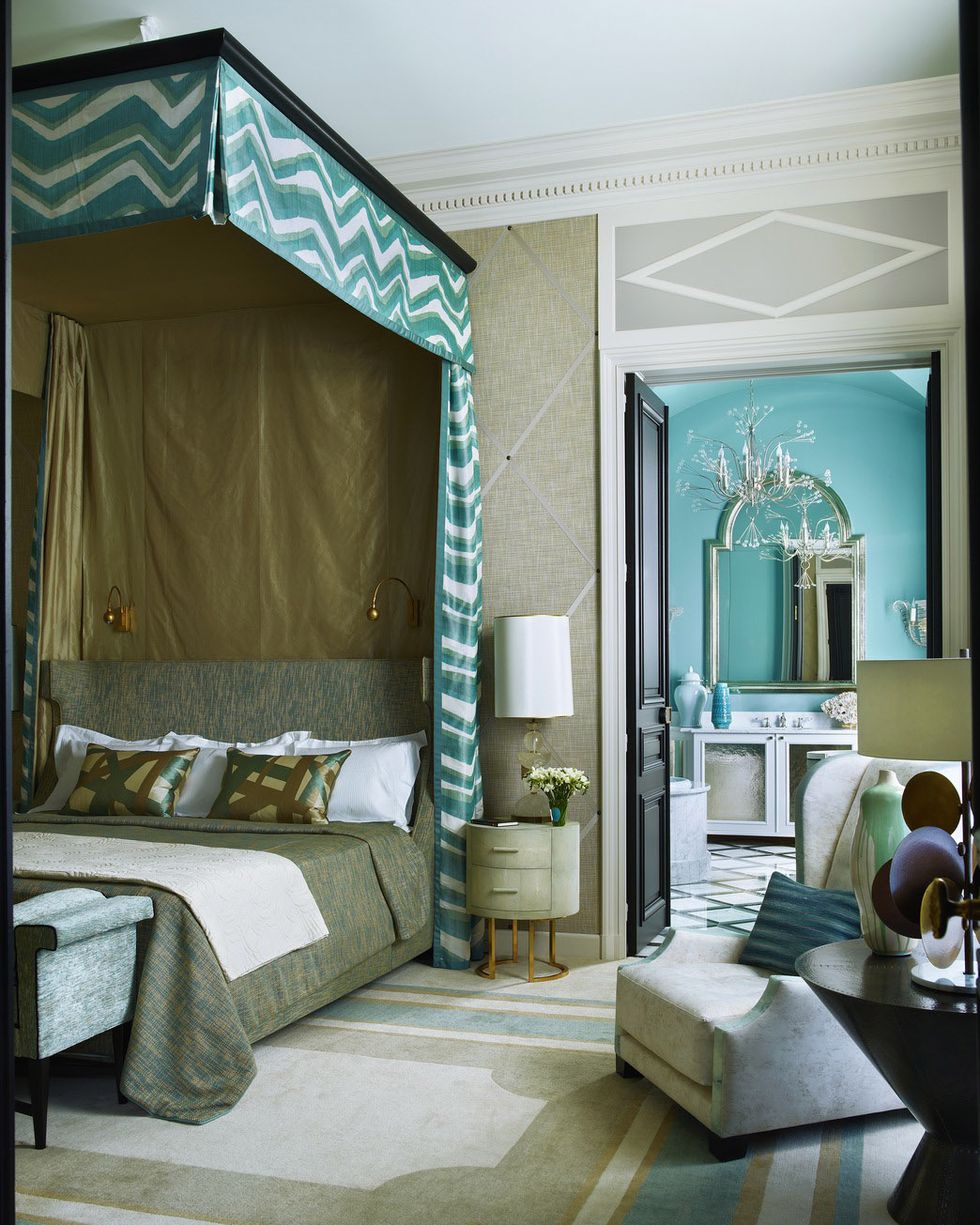 Interior design, Room, Floor, Flooring, Wall, Linens, Bed, Teal, Turquoise, Home, 