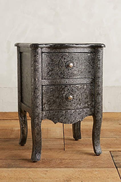 Furniture, Nightstand, Chest, Chest of drawers, Metal, Table, Antique, Wood, Drawer, 