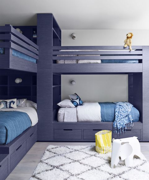 Blue, Room, Textile, Interior design, Wall, Linens, Furniture, Bedding, Bed, Pillow, 