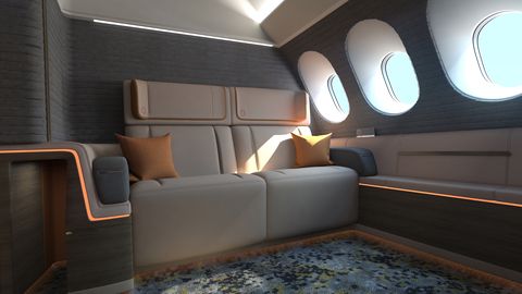 Seymourpowell design for couch in spacious first class cabin on Airbus A380