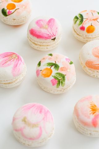 Floral Painted Macarons