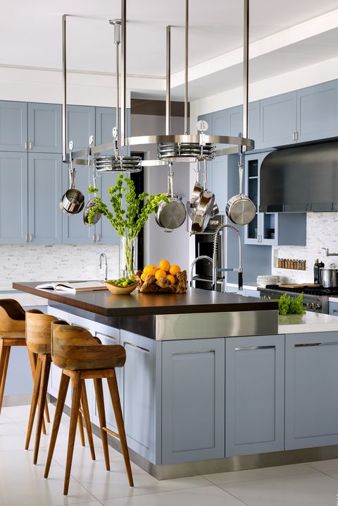 Blue Cabinets And Decor In Kitchen Design, Pictures Of Blue Grey Kitchen Cabinets