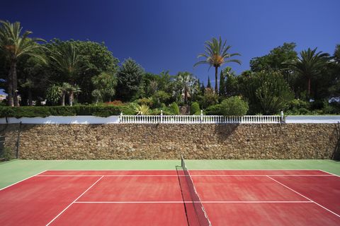 Grass, Daytime, Tennis court, Sport venue, Arecales, Line, Tennis, Racquet sport, Net, Net sports, 
