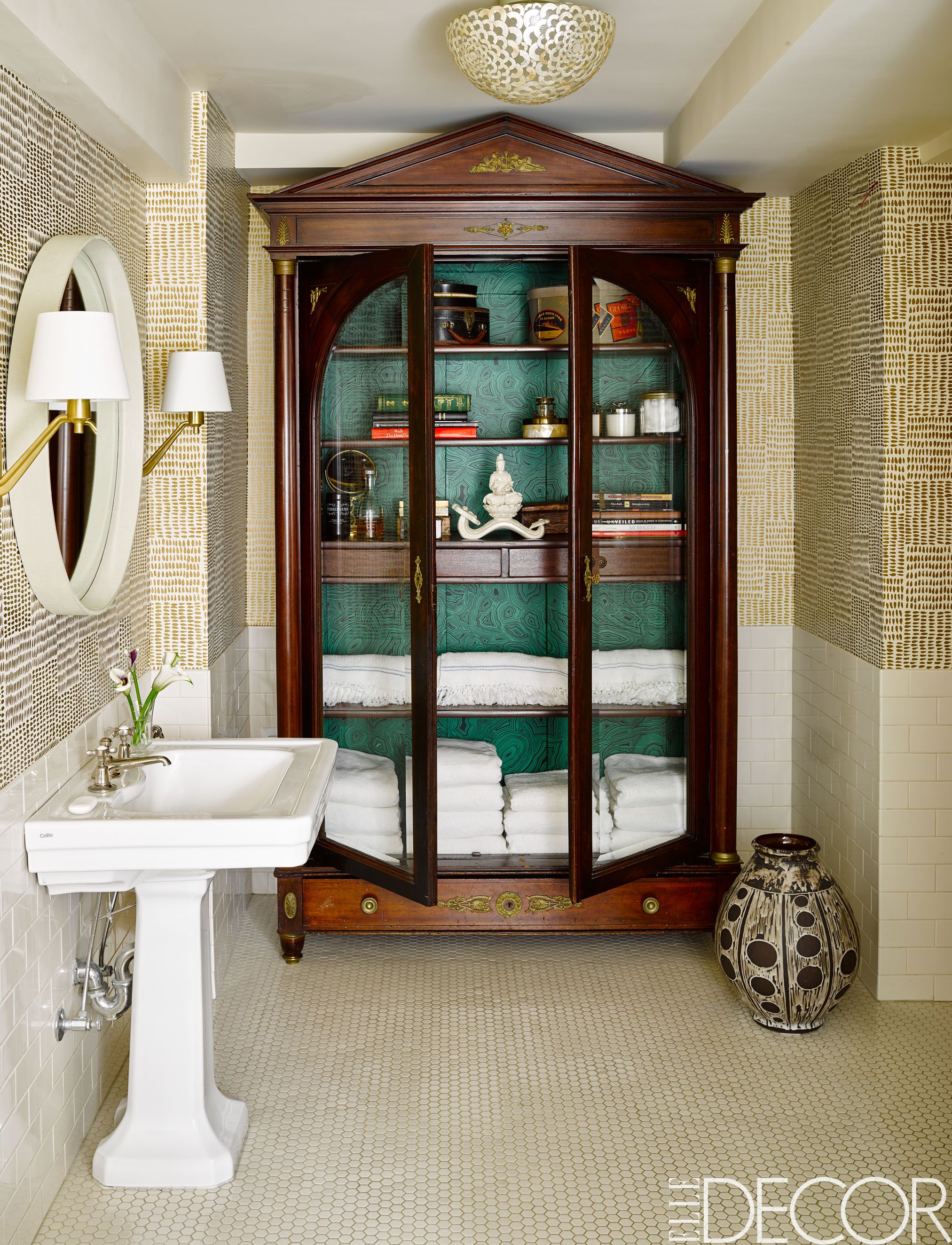 art deco bathroom shelves