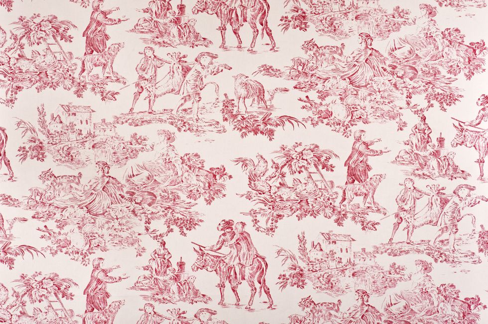 red french toile fabric