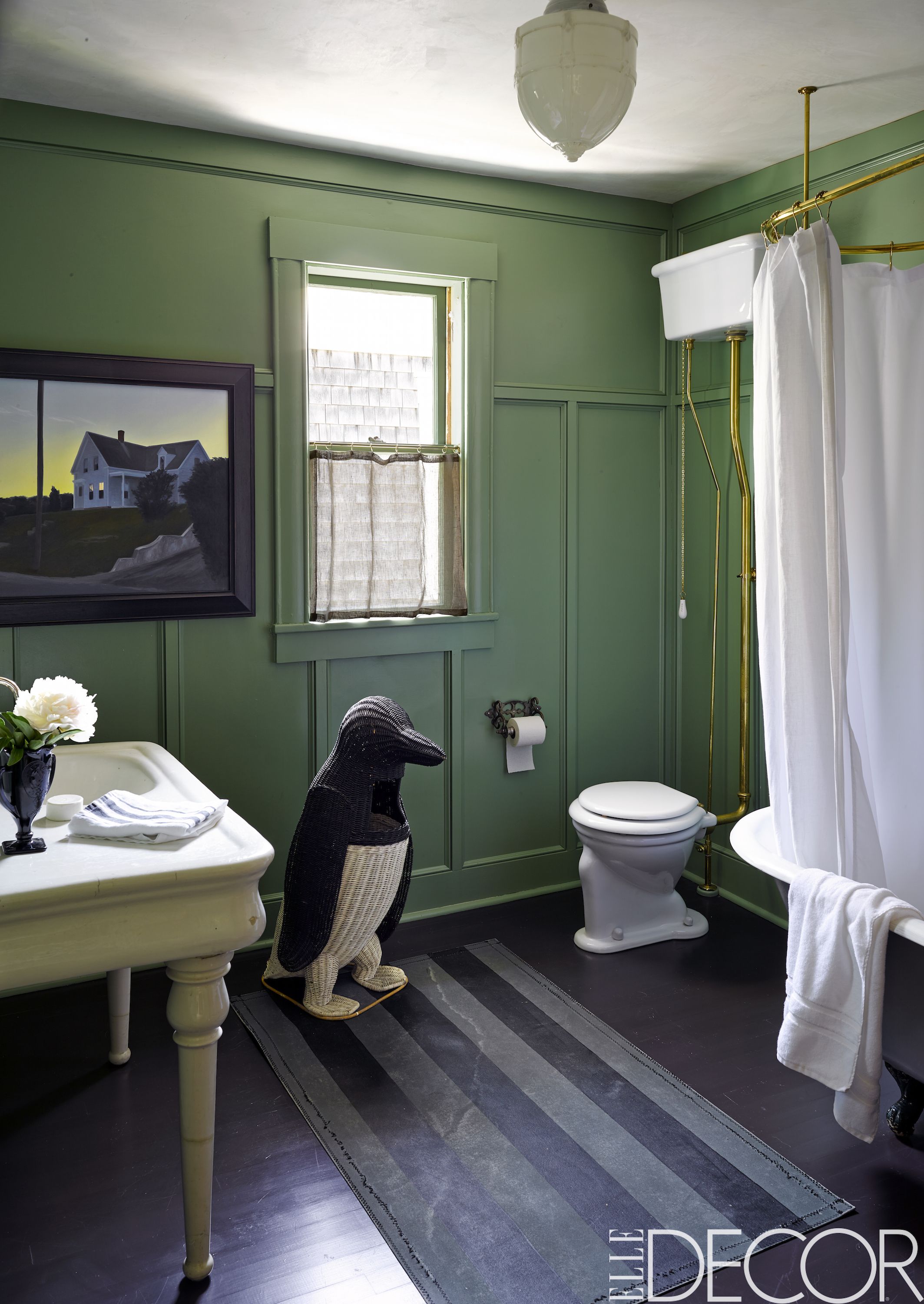 Green and grey bathroom decor