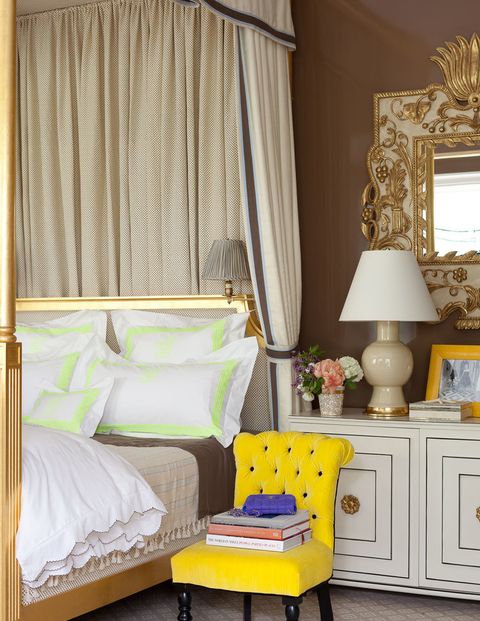 Room, Interior design, Yellow, Textile, Furniture, Bed, Wall, Interior design, Drawer, Home, 