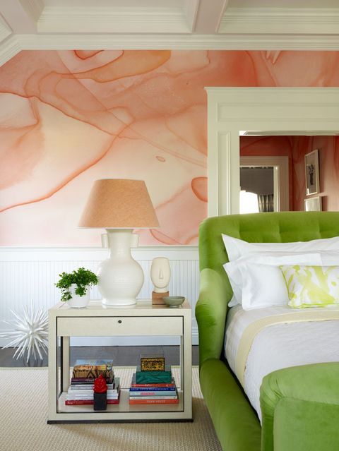 Room, Green, Interior design, Textile, Wall, Lampshade, Home, Lamp, Interior design, Linens, 
