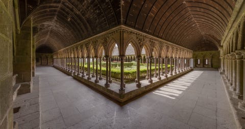 Ceiling, Arcade, Arch, Symmetry, Medieval architecture, 