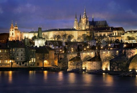 Night, Reflection, Facade, Landmark, Spire, Palace, Midnight, Evening, Medieval architecture, Water castle, 