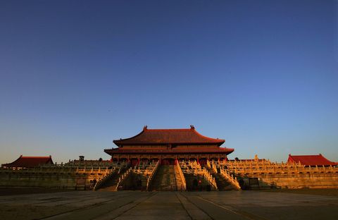 Chinese architecture, Japanese architecture, Roof, Amber, Landmark, Morning, Evening, Temple, Dusk, Historic site, 