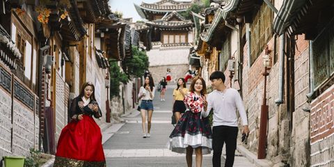 Clothing, Trousers, Town, Street, Dress, Neighbourhood, Tourism, Street fashion, Chinese architecture, Travel, 
