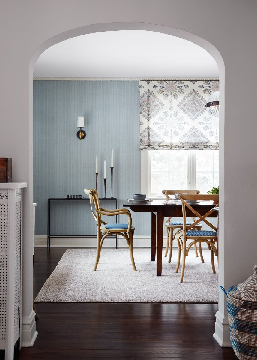 pale blue feature wall