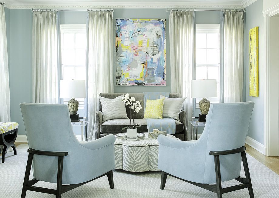Ideas For Blue Painted Accent Walls, Grey And Baby Blue Living Room Ideas