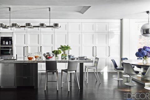 White, Room, Furniture, Kitchen, Interior design, Countertop, Floor, Dining room, Property, Table, 