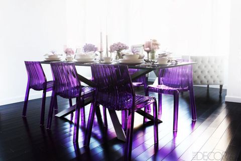 Purple, Violet, Table, Room, Furniture, Lavender, Floor, Magenta, Interior design, Linens, 