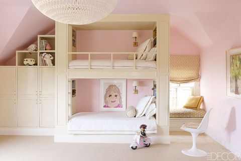 Furniture, Room, Pink, Shelf, Product, Interior design, Property, Bed, House, Ceiling, 