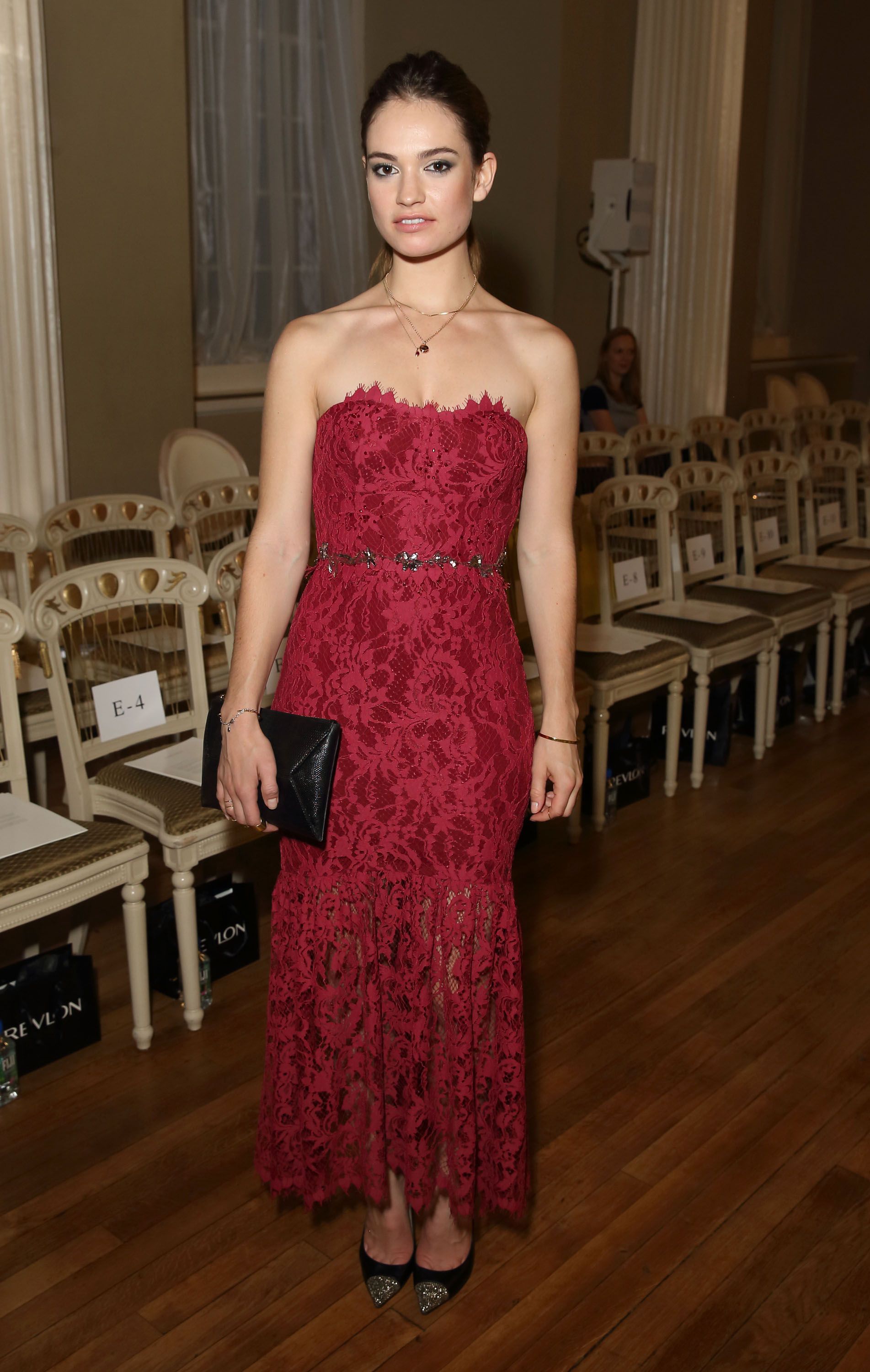 lily james red dress