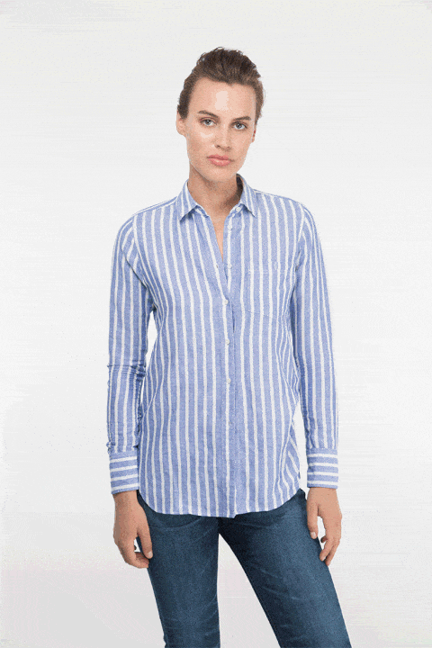 <strong>Why: </strong>It shows off your waist without looking too prim. 

<strong>How to: </strong>Tuck only the side that lays underneath the button panel inside your pants.

<em><strong>J. Crew</strong> shirt,<strong> Citizens of Humanit</strong>y jeans, $228, </em><a target="_blank" href="http://citizensofhumanity.com/product/women/1550b-357-waterfront">citizensofhumanity.com</a><em>.</em>