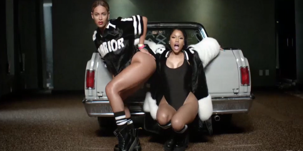 New Squad Goals Every Scene From Nicki Minaj And Beyoncés New Video Feeling Myself 