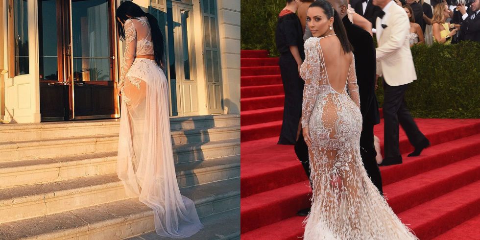 Elegant White Lace Jumpsuit Kylie Jenner Wedding Dress With