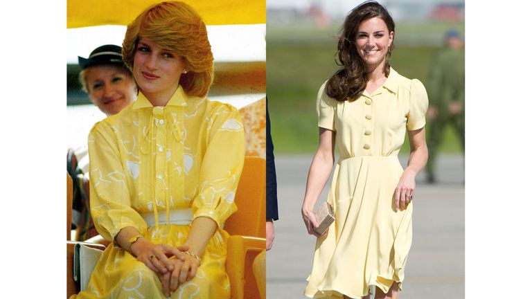 Diana visits Alice Springs during the Royal Tour of Australia and New Zealand in 1983; Kate arrives at Calgary Airport for the Royal Tour of North America in 2011.