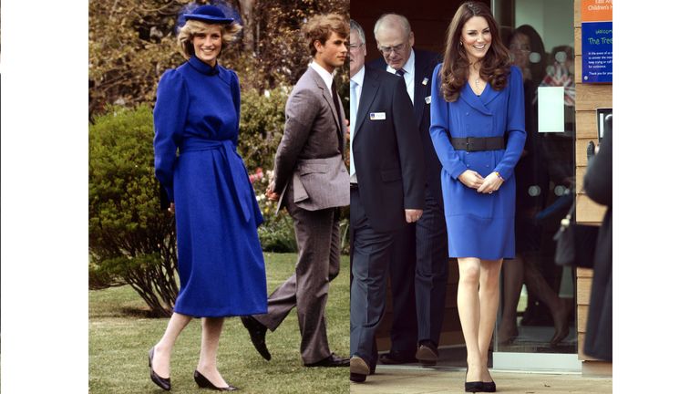 Diana in Wanganui, New Zealand during the Royal Tour of New Zealand in 1983; Kate gives her first public speech at East Anglia's Children's Hospices in 2012.