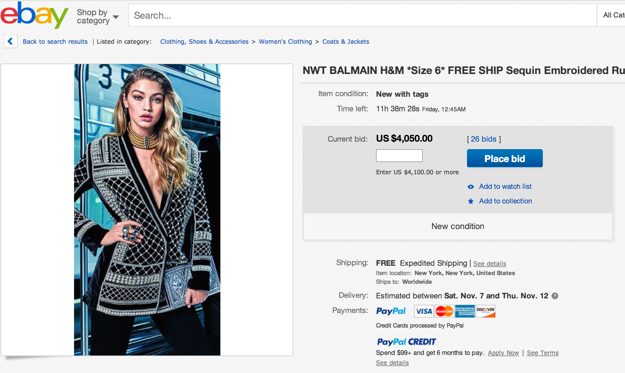 Balmain x H&M Collaboration Sells Out- x H&M Selling on Ebay