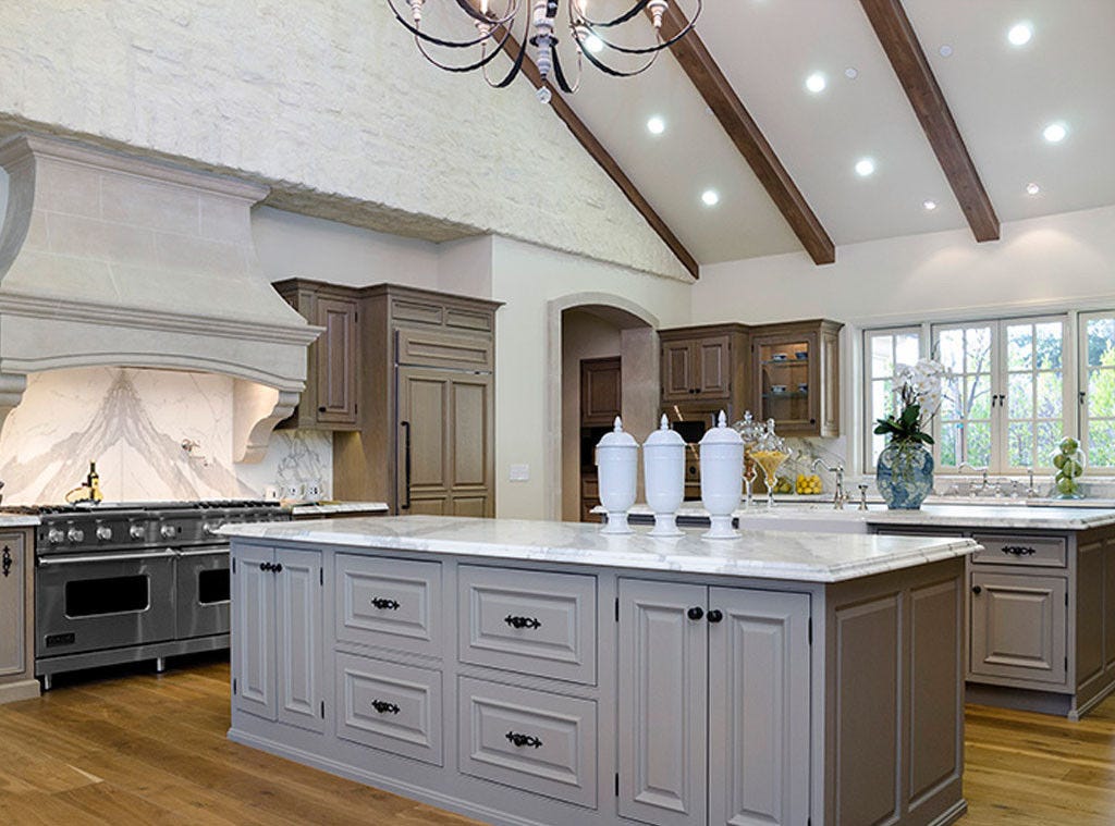 Interior Design: Kim Kardashian & Kanye West's French Country Home Luxurious European inspired kitchen of #kimye: Interior Design: Kim Kardashian & Kanye West's French Country Home