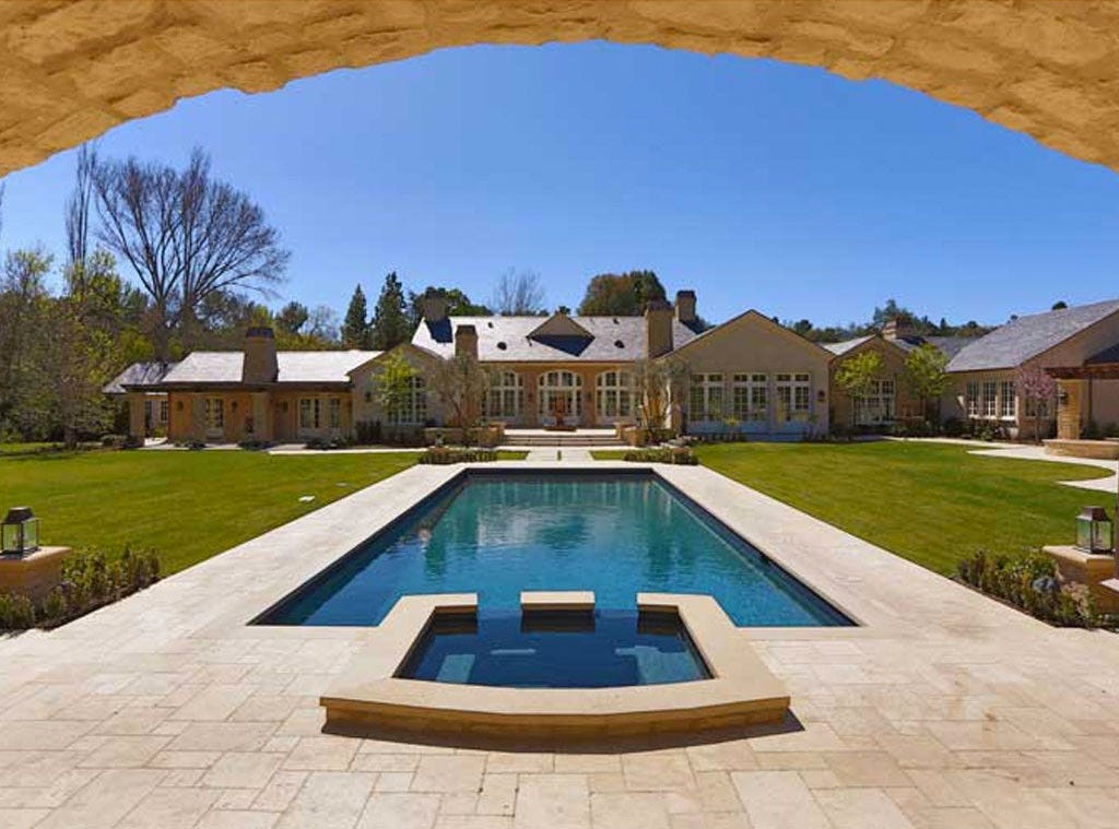 Interior Design: Kim Kardashian & Kanye West's French Country Home Pool and backyard of #Kimye estate: Interior Design: Kim Kardashian & Kanye West's French Country Home