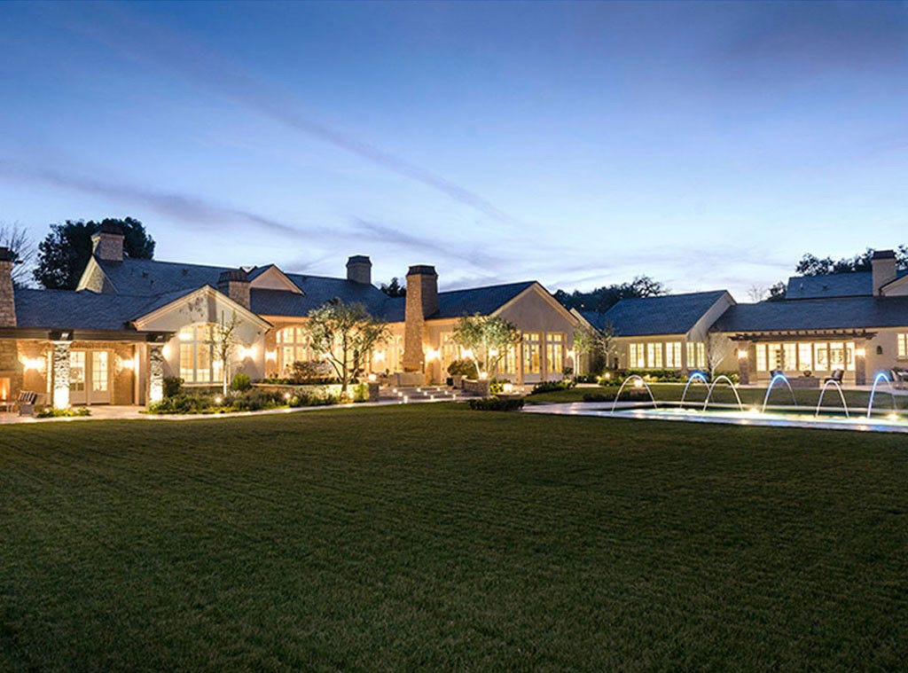 Interior Design: Kim Kardashian & Kanye West's French Country Home Kim and Kanye's Hidden Hills home exterior lit at night: Interior Design: Kim Kardashian & Kanye West's French Country Home