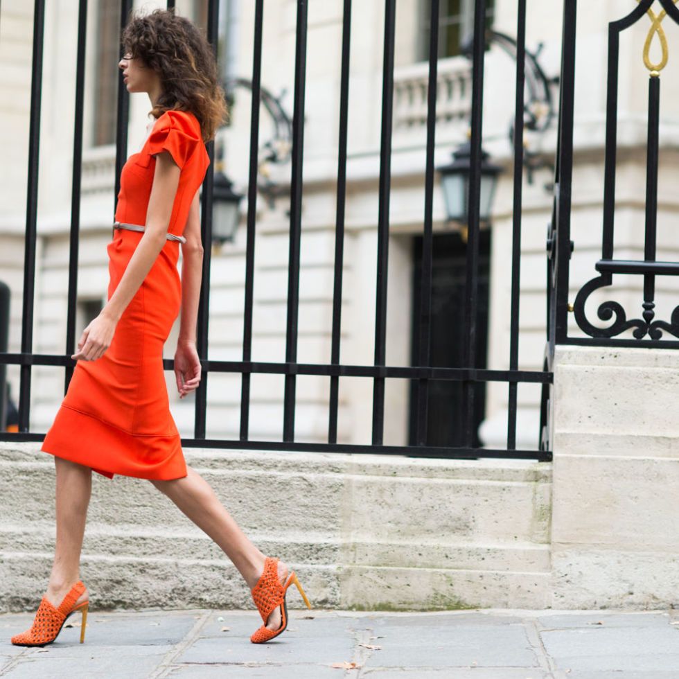 Orange dress clearance black heels