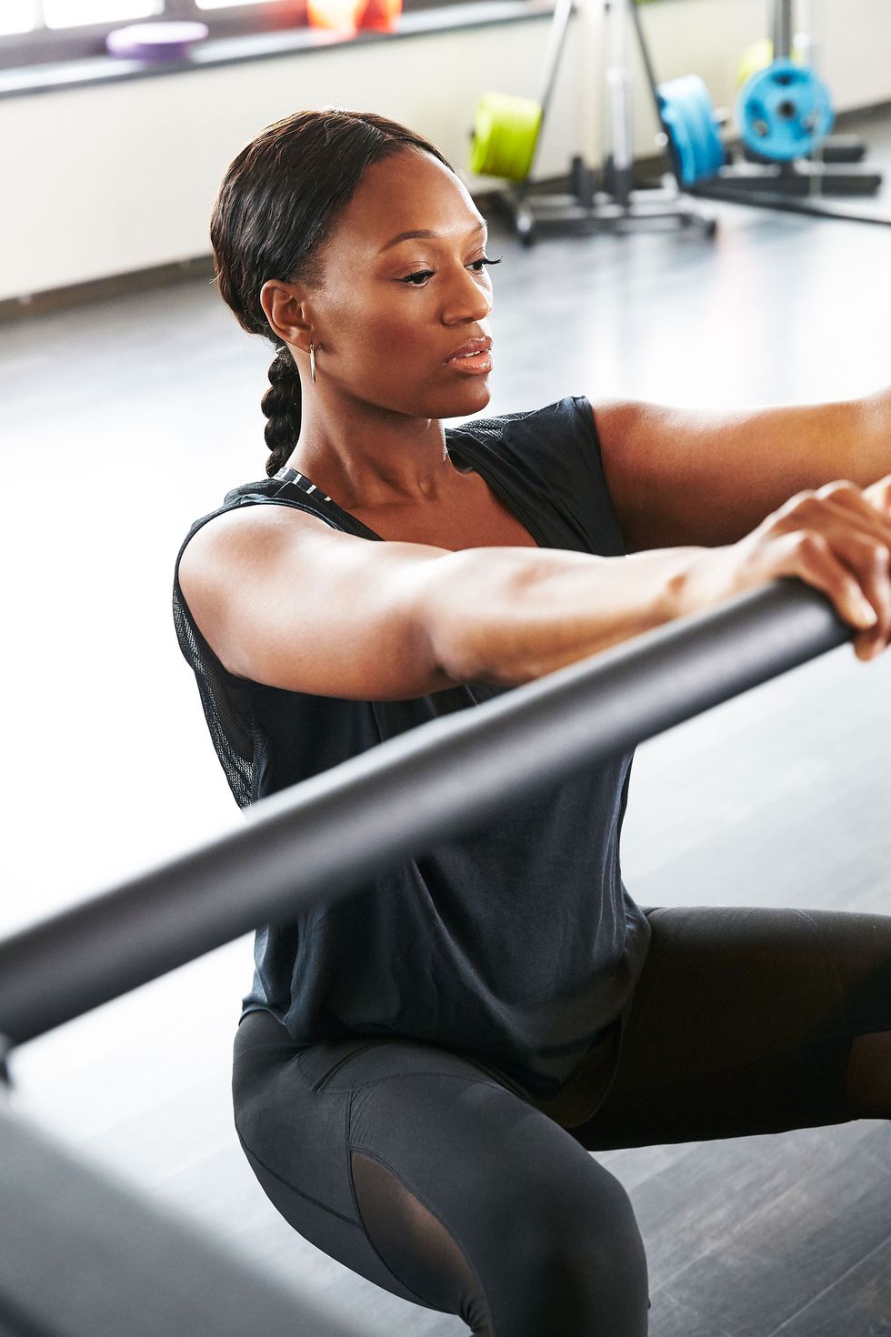 <p>"Warm up in a deep sitting position, while holding on to something for stability (a kitchen counter or the edge of your bed works), to mobilize the glutes and activate your back," explains Pisano. "This helps prepare your core for the intensive sequence."</p><p>Old Navy Light Support Ruched Cami Sports Bra in Black Stripe Top, $12, <a href="http://oldnavy.gap.com/browse/product.do?cid=1031681&vid=1&pid=429321142" target="_blank">oldnavy.com</a>; Nike T-Shirt With Back Panel Detail, $53.75, <a href="http://www.asos.com/Nike/Nike-T-Shirt-With-Back-Panel-Detail/Prod/pgeproduct.aspx?iid=5839328&istCompanyId=6f061ed0-7427-4b6c-bb90-987c0bd08468&istItemId=qwrrwtlxx&istBid=tztx&affid=14173&channelref=google+shopping&utm_source=google&utm_medium=ppc&utm_term=65701215872&utm_content=&utm_campaign=&cvosrc=ppc.google.65701215872&network=g&mobile=&search=1&content=&creative=84679695741&ptid=65701215872&adposition=1o1&r=2&mk=ab&gclid=CjwKEAiA2IO0BRDXmLndksSB0WgSJADNKqqoIVvvmFsFKL65ykts8W1CpgiHbVgsRoDv4-ueDe1erhoCfZrw_wcB" target="_blank">asos.com</a>; Old Navy Mesh-Panel Compression Leggings in Blackjack, $32.94, <a href="http://oldnavy.gap.com/browse/product.do?cid=53935&vid=1&pid=597001002" target="_blank">oldnavy.com</a>; Nike Air Zoom Fit Agility 2 in Black/White, $130, <a href="http://store.nike.com/us/en_us/pd/air-zoom-fit-agility-2-training-shoe/pid-10337859/pgid-10337860" target="_blank">nike.com</a></p>