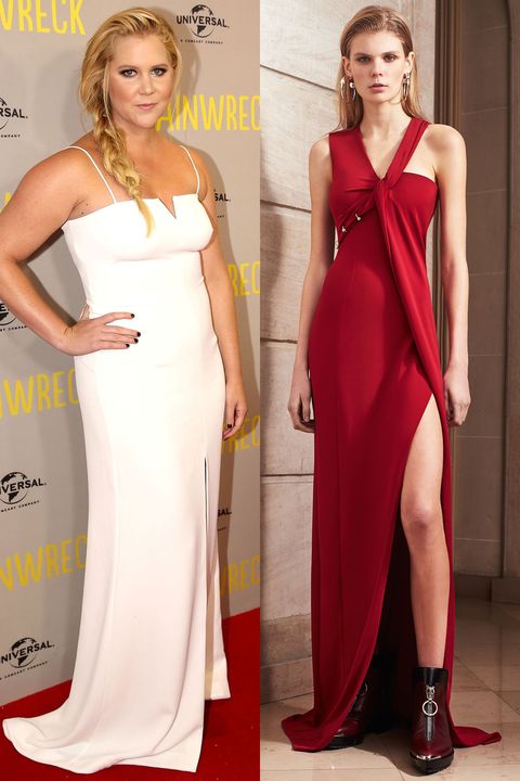 <p>Schumer is a bit of a wild card—she's worn everything from column dresses to pantsuits on the red carpet. But my guess is she go with a gown that's red (it's been her go-to color of late) and sleek.</p>