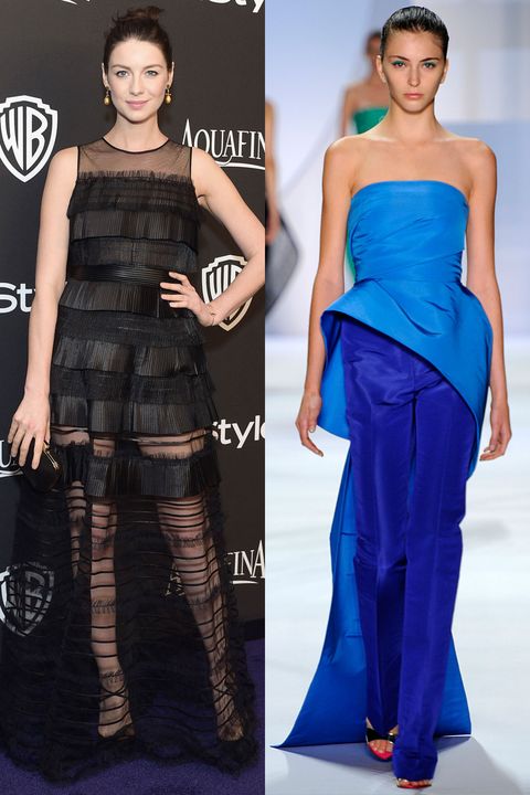 <p><em>Outlander</em>'s Caitriona Balfe seems like someone who'd be willing to take a risk on the red carpet. I I could see her skipping a traditional gown in favor of something unexpected like this Monique Lhullier shades of blue outfit. </p><p><br></p>