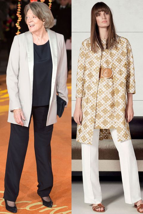 <p>This prediction was one was the toughest of them all. Smith is mum on designers, but she does always show up in a long jacket and modern suit. With heels, I think this Agnona set could be a good option.</p>