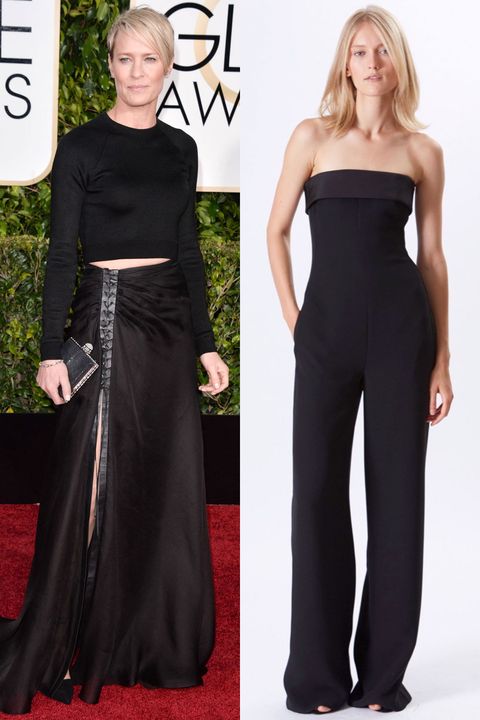 <p>Remember when Robin Wright wore that Ralph Lauren backless white jumpsuit to the Emmy's and then wore this black number (also by Ralph Lauren) to the Globes? I want her to try a jumpsuit <em>again</em>. How about this one from the brand's Resort 2016 show?</p>