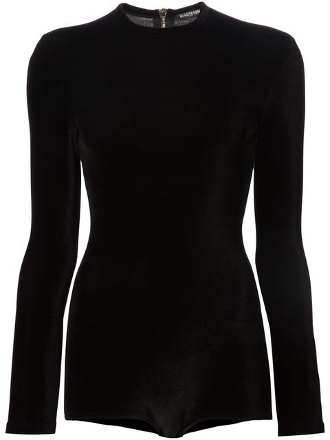 <p>Balmain Velvet Bodysuit, $1,160; <u><a href="http://www.farfetch.com/shopping/women/balmain-velvet-bodysuit-item-11126446.aspx?storeid=9377&ffref=lp_pic_2_1_lst" target="_blank">farfetch.com</a></u></p>