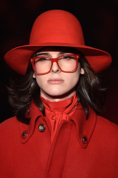 Clothing, Eyewear, Vision care, Lip, Jacket, Hat, Sleeve, Collar, Red, Outerwear, 