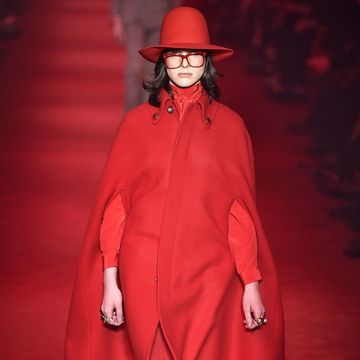 Clothing, Hat, Red, Coat, Outerwear, Headgear, Costume accessory, Sun hat, Fashion, Vintage clothing, 