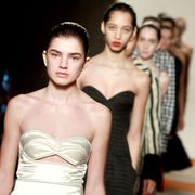 Face, Strapless dress, Hairstyle, Shoulder, Joint, Dress, Waist, Fashion model, Beauty, Youth, 