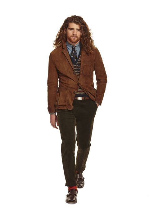 Clothing, Brown, Sleeve, Trousers, Collar, Denim, Textile, Outerwear, Standing, Jeans, 