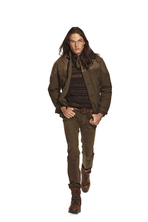 Clothing, Brown, Collar, Sleeve, Trousers, Denim, Textile, Khaki, Standing, Jeans, 