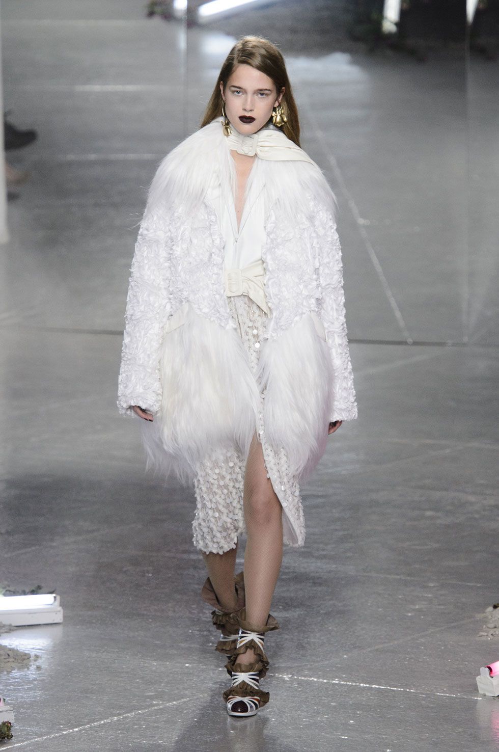 Rodarte New York Ready to Wear Autumn Winter White broken fishnet