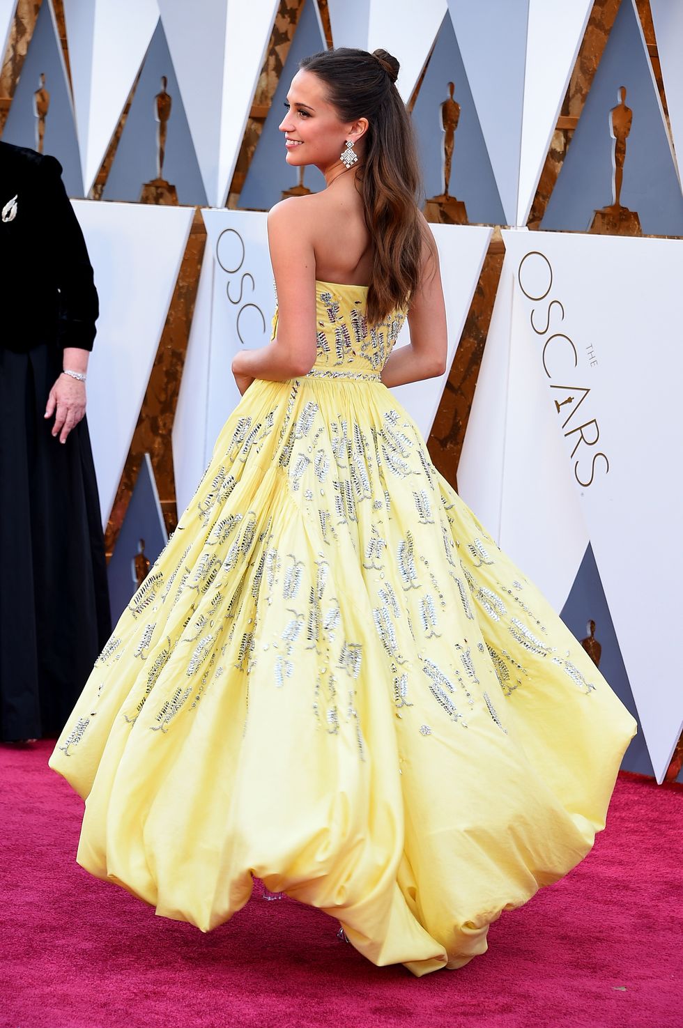 Alicia Vikander Beaded Yellow High-low Cute Dress - Xdressy
