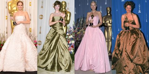 <p><em>Jennifer Lawrence in Dior (2013), Hilary Swank in Randolph Duke (2000), Gwyneth Paltrow in Ralph Lauren (1999), Susan Sarandon in Dolce & Gabbana (1996)</em></p><p>The abundance of taffeta here might make this trend feel dated, but Jennifer Lawrence's 2013 winning ensemble proves the princess ball gown never dies. The Oscars are the red carpet you can go <em>all out</em> on, so if you've got the chance to be crowned top actress, why not indulge your inner royal? </p>