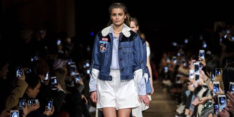 Fashion show, Runway, Outerwear, Jacket, Style, Fashion model, Shorts, Street fashion, Fashion, Model, 