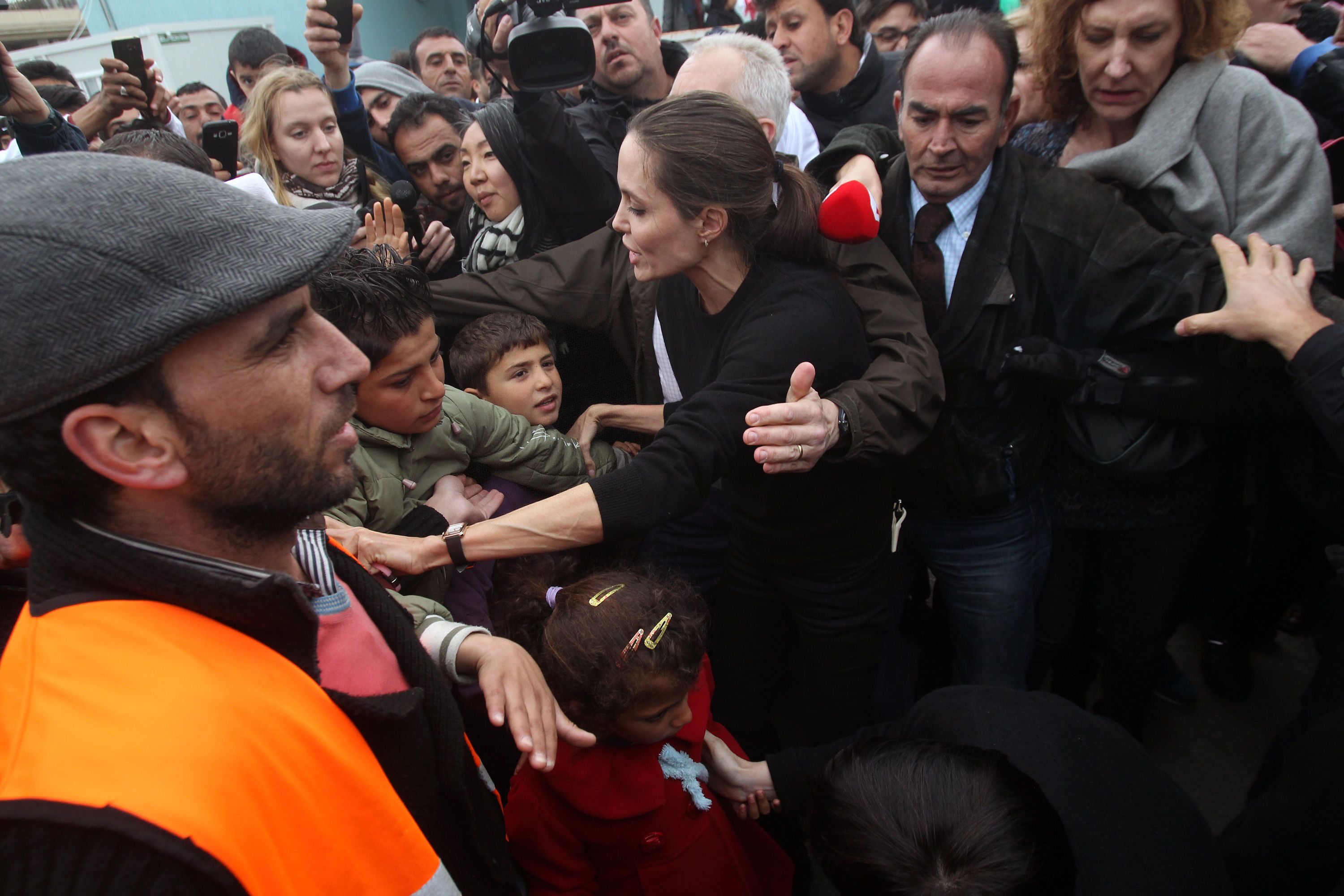 Angelina Jolie Used Herself as a Shield to Protect Kids From a Mob in Greece Angelina Jolie Used Herself as a Shield to Protect Kids From a Mob in Greece