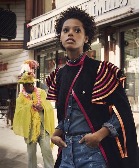 <p>Suede coat, price on request, denim jeans, $1,200, both, Valentino, at Valentino boutiques nationwide. Denim shirt, Diesel, price on request. Silk scarves, both, Rockins London LTD, $128 each. Her own earring, worn throughout.</p>