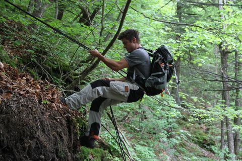 Natural environment, Recreation, Shoe, Rock-climbing equipment, Outdoor recreation, Adventure, Forest, Rope, Climbing harness, Climbing, 